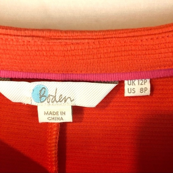 Boden Coral Orange Jasmine Ottoman Ribbed Pocket Mod Shift Dress - Picture 7 of 9